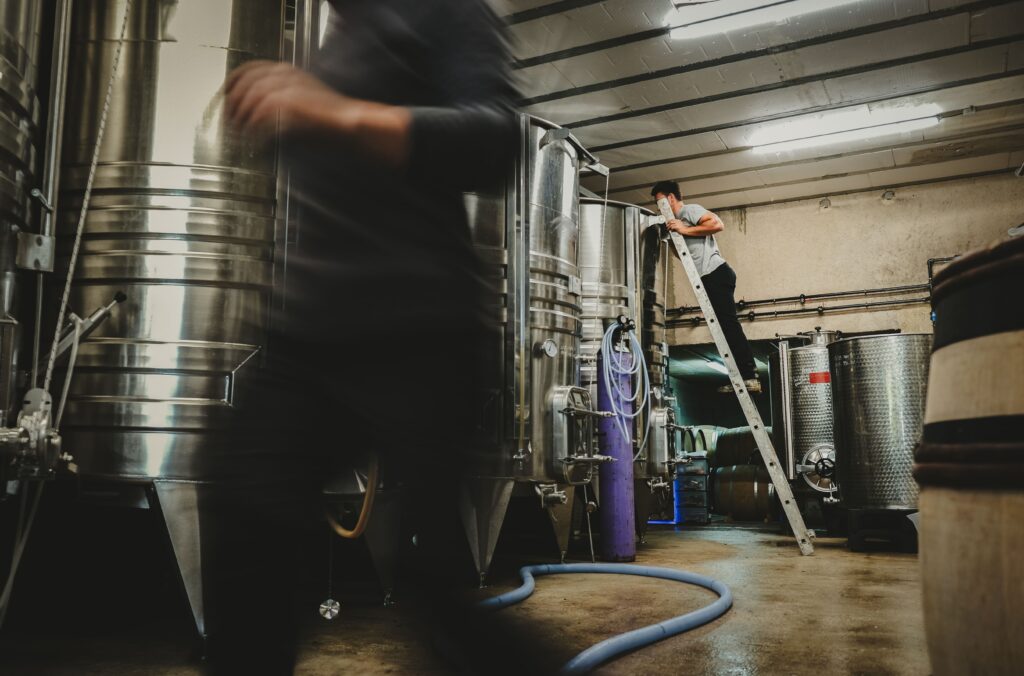 shooting domaine viticole cuves inox mouvement agence web domaine viticole